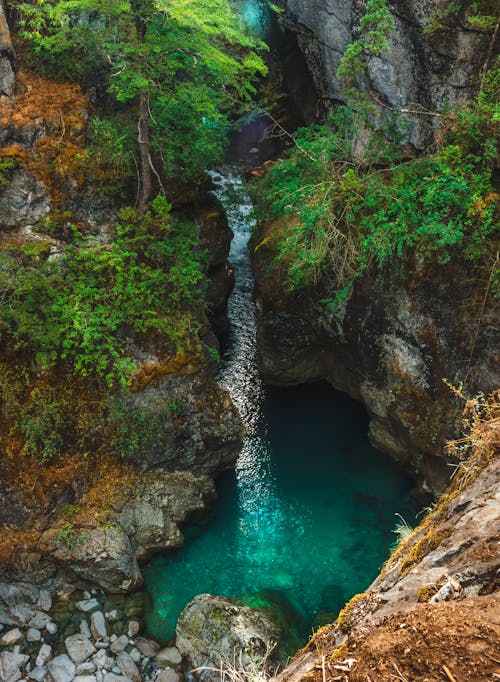 River Between Cliffs With Green Trees