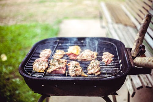 Free Grilled Pork on Grill Stock Photo