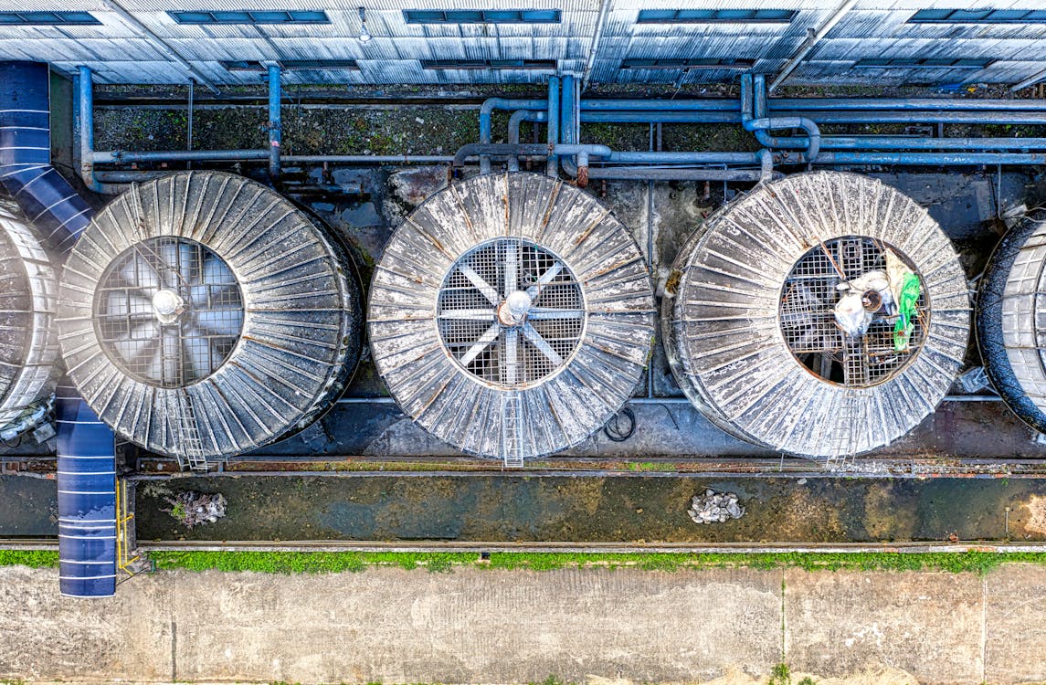 Free Metal ventilation system on factory Stock Photo