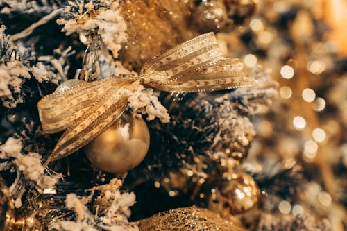 A Christmas Ball and Gold Ribbon