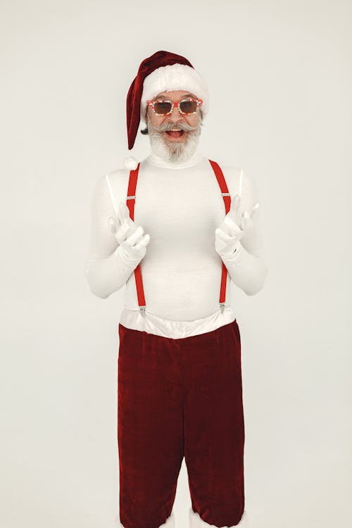 Bearded Man Wearing Santa Hat 