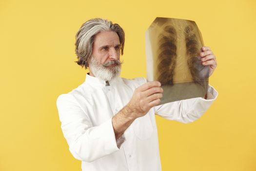 Adult Bearded Man Looking at the Radiograph
