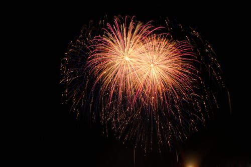 Free Vibrant fireworks illuminating the night sky with colorful explosions and sparkling effects. Stock Photo