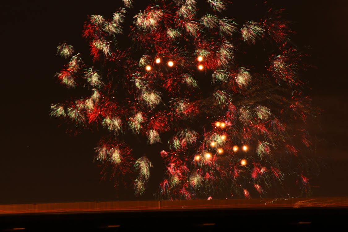 Red and White Fireworks Display