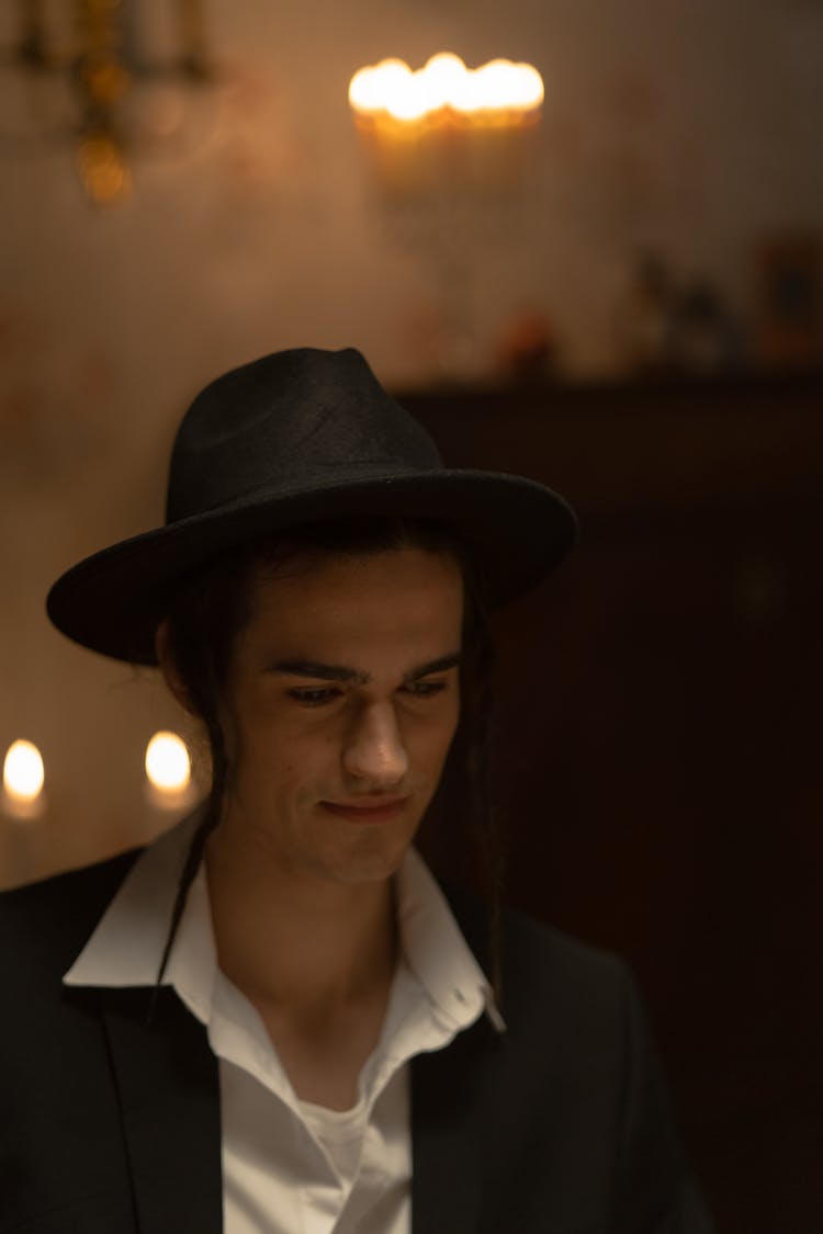 Young Man In Black Modern Jewish Outfit