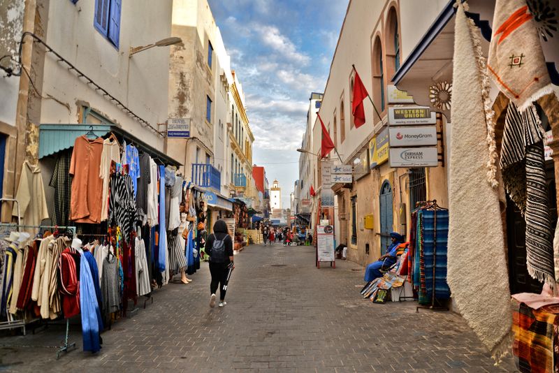 Person walking Essaouira medina street