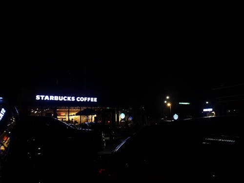 Free stock photo of night photography, starbucks