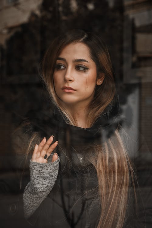 Free Woman in Gray and Black Sweater Stock Photo