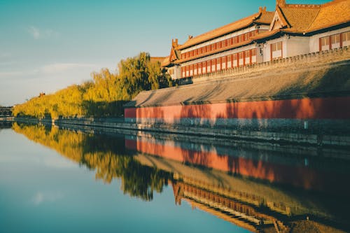 Body of Water near Green Trees and Concrete Buildings