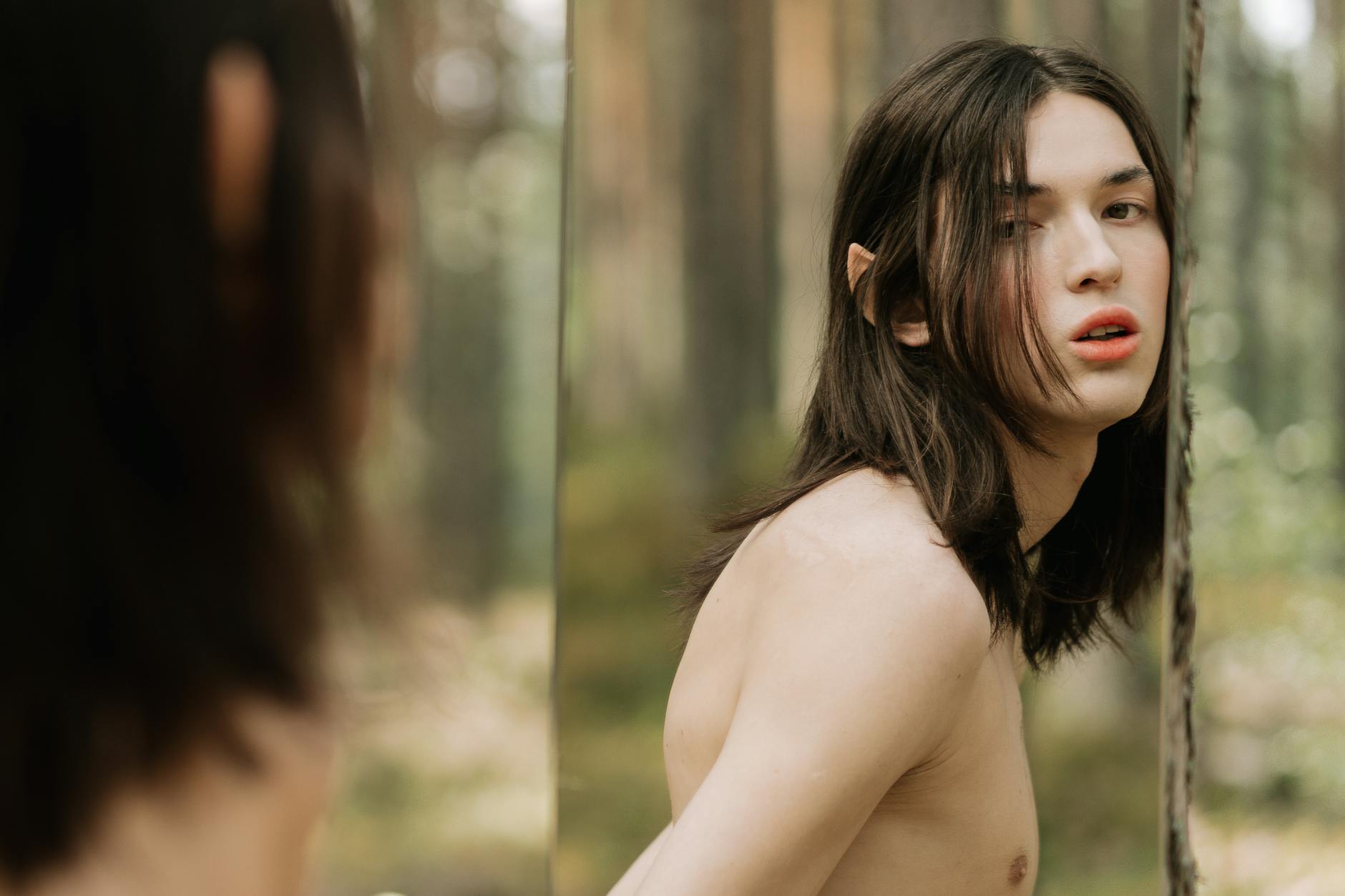 Person Posing In Front of the Mirror 