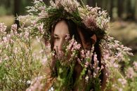 Woman in Purple Flower Field