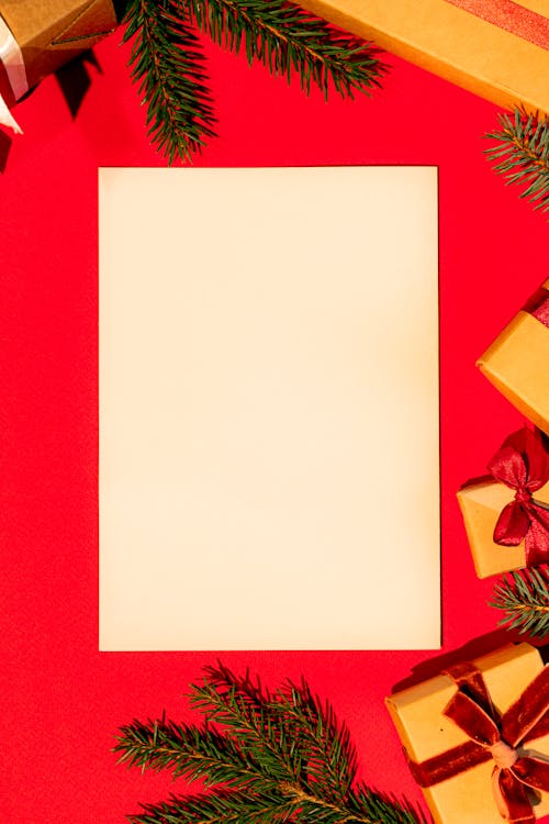 Gratis lagerfoto af blankt papir, ferie sæson, jul baggrund