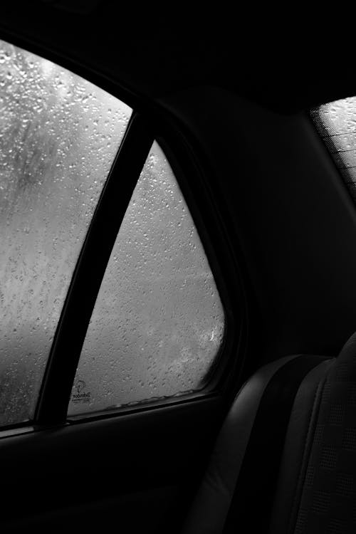 Glass of car in rainy day