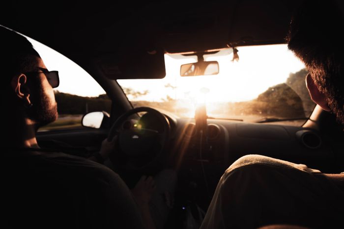 Sunlight passing through a car windshield