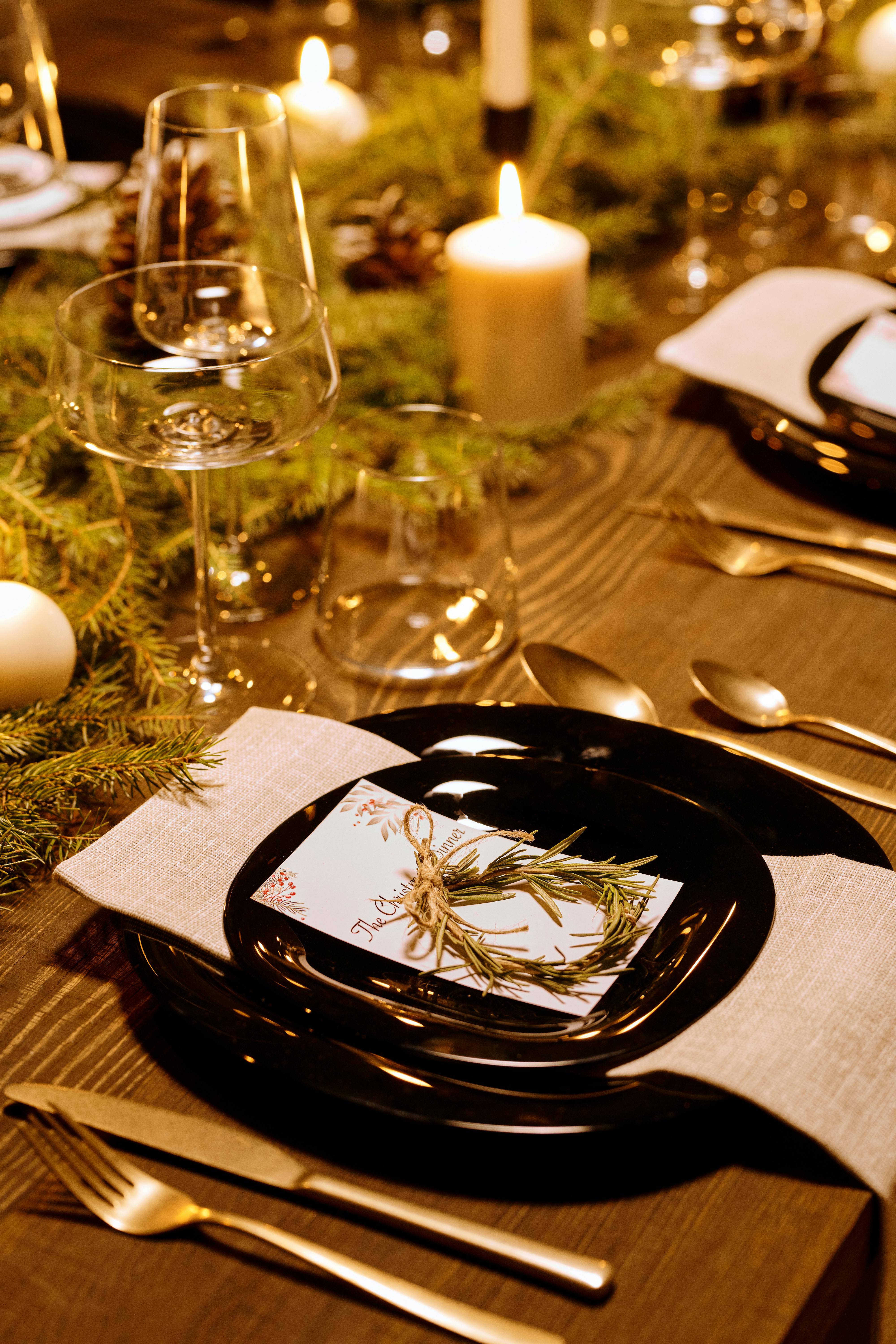 elegant table set up for christmas