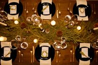 Top View of an Elegant Table Set-Up for Christmas