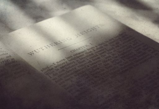 An open book with visible text in soft, nostalgic lighting creates a vintage feel.