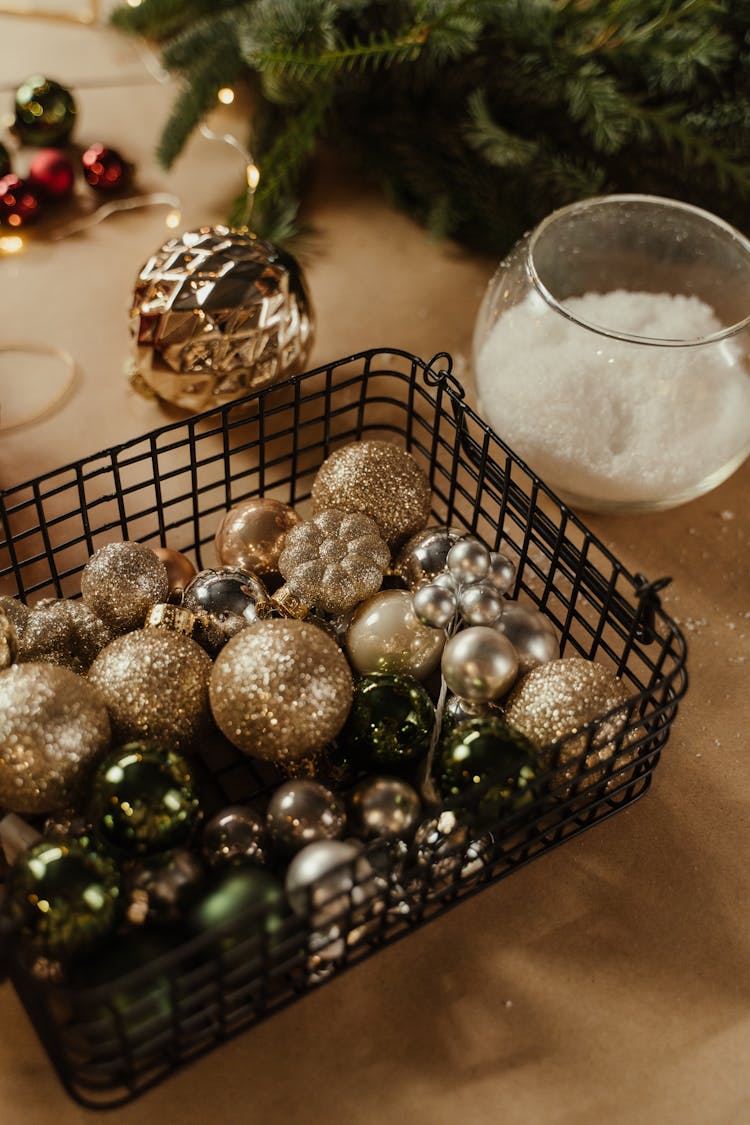 Christmas Balls On The Table