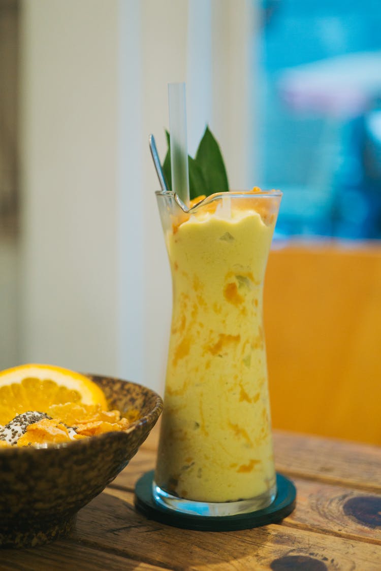 Mango Shake On A Tall Glass