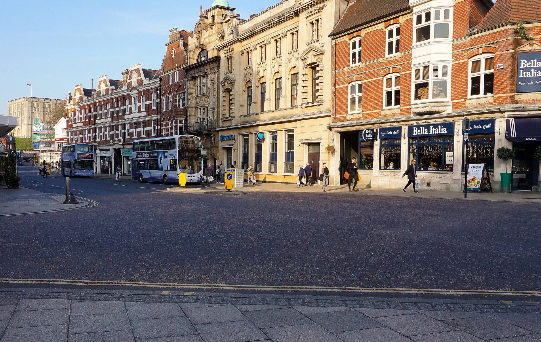 Well-lit Broad Street in Reading on a Friday evening