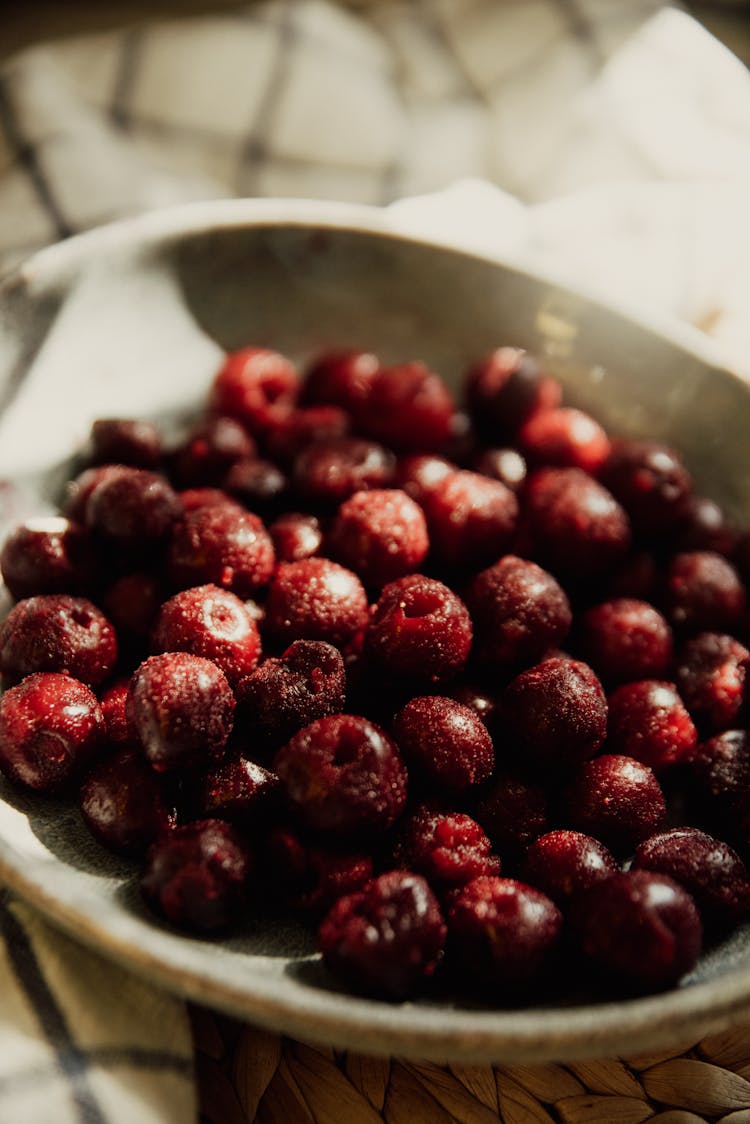 Close-Up Shot Of Cranberries In A Plate