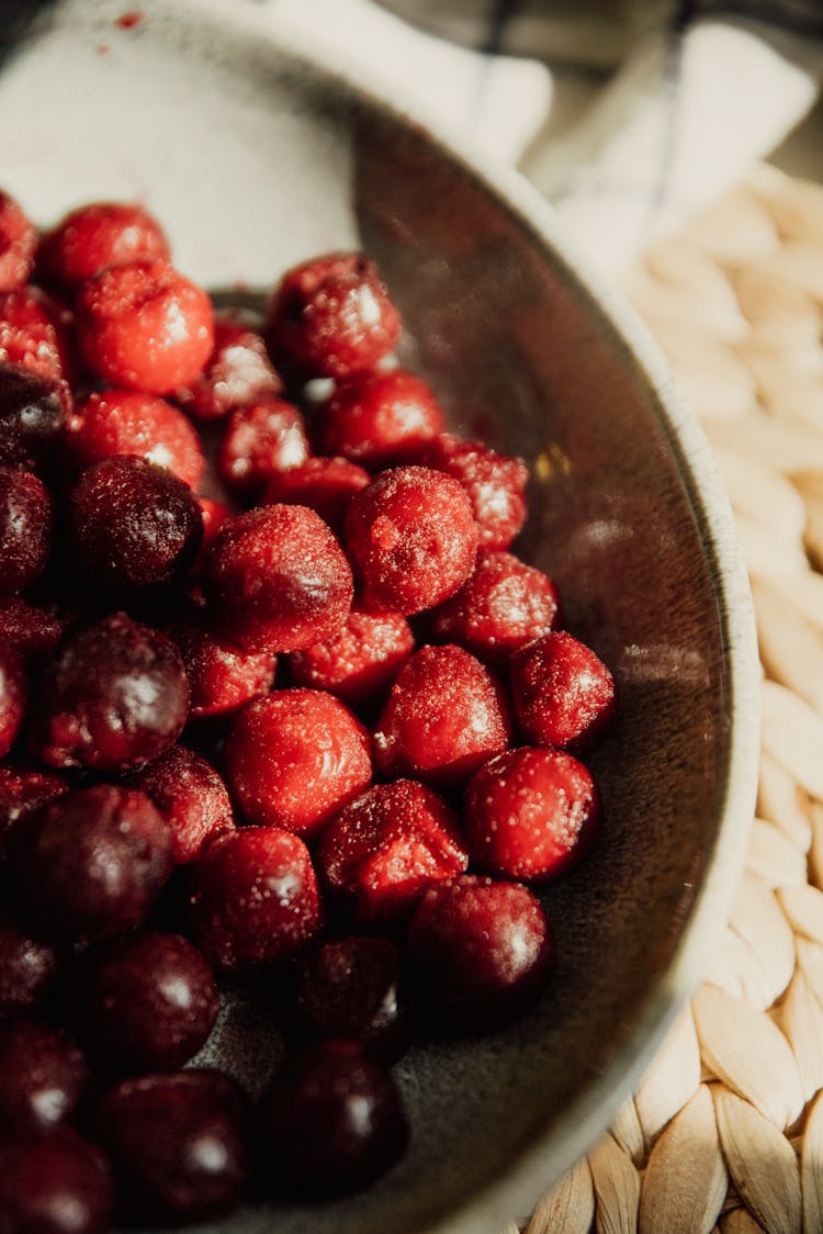 Close-Up Shot Of Cranberries In A Bowl