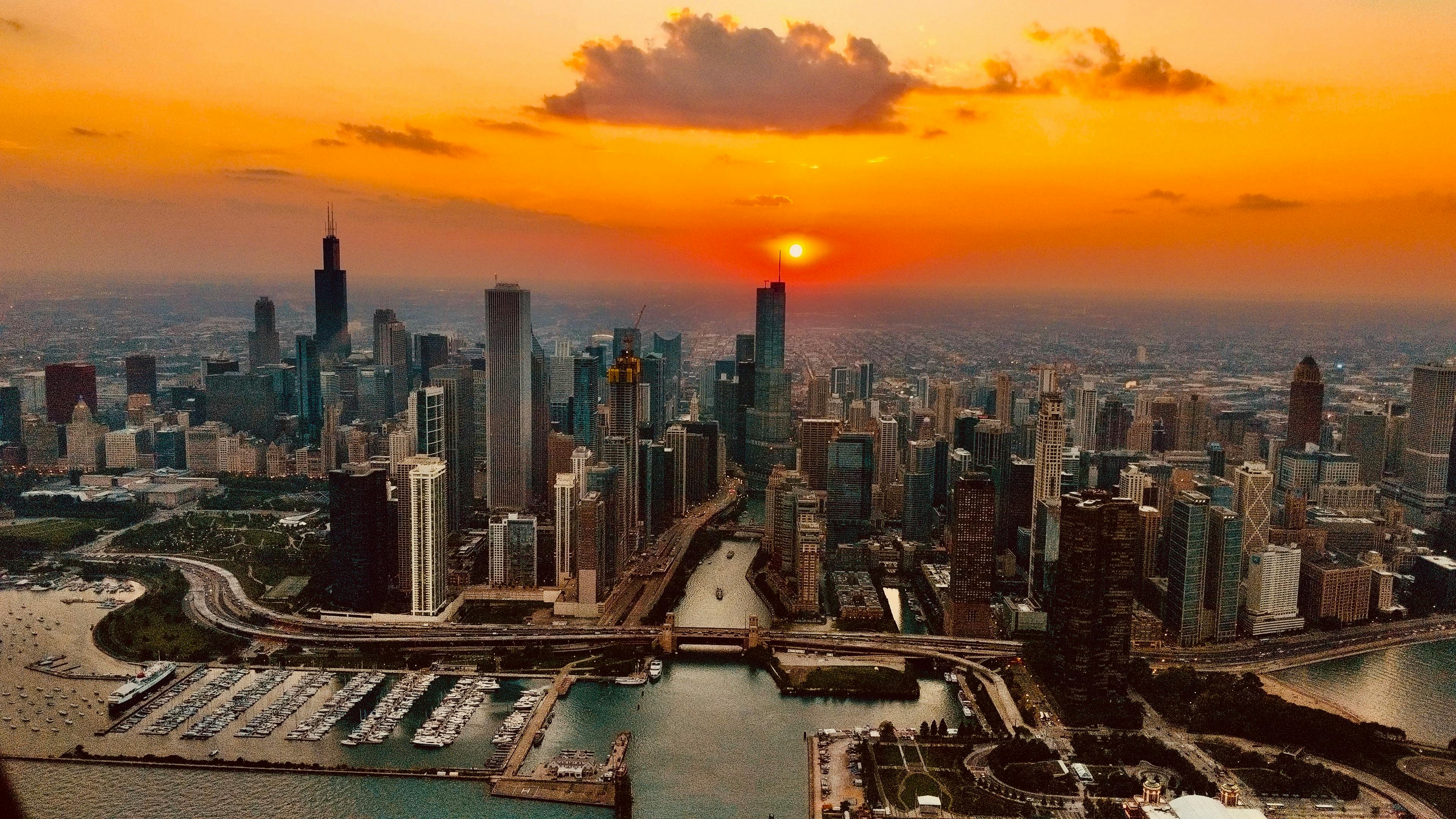 Aerial View of City Buildings during Sunset · Free Stock Photo