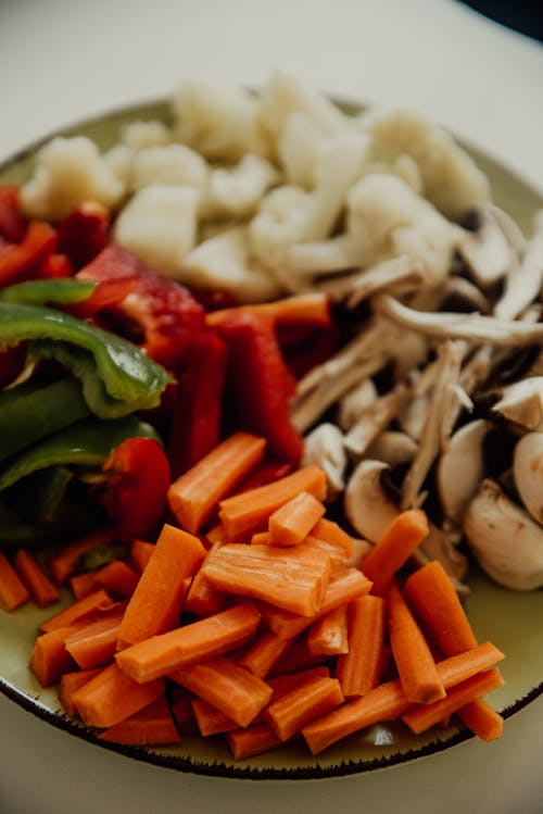 Fresh Cut Vegetables on a Plate