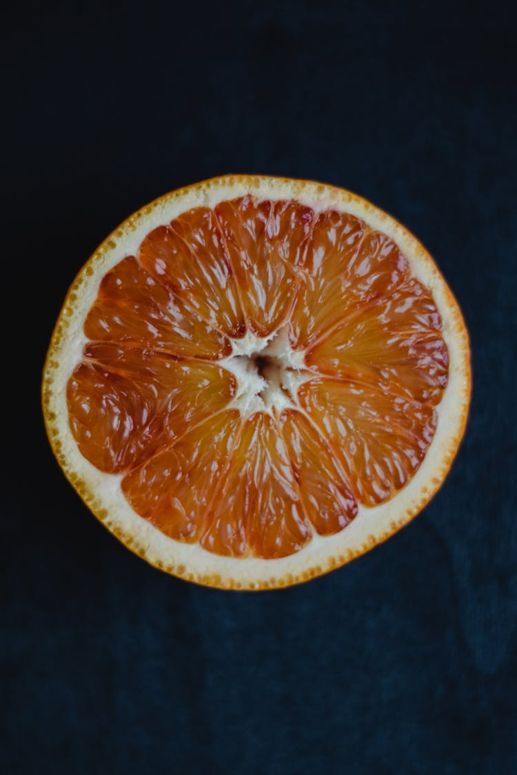 Close-Up Shot Of Sliced Blood Orange Fruit