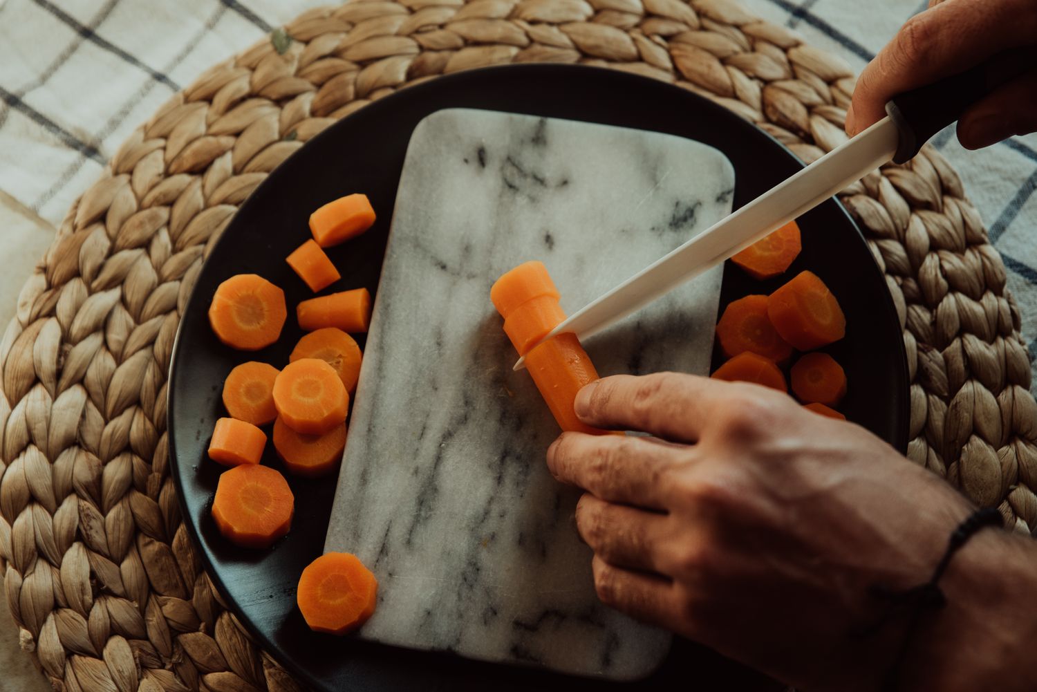 A chef preparing fresh vegetables