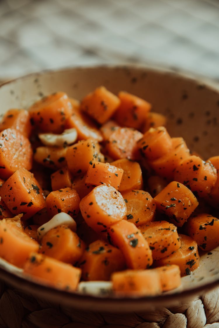 A Bowl Of Chopped Carrots 