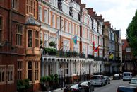 Aged building with red brick facade of residence