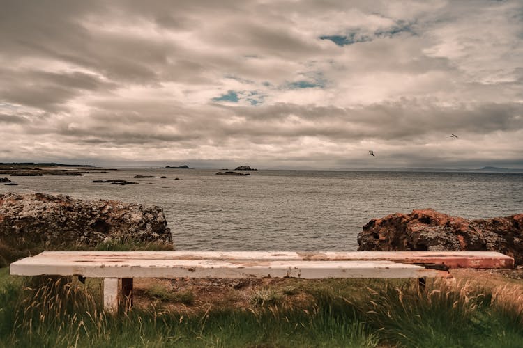 Old Bench Overlooking Ocean