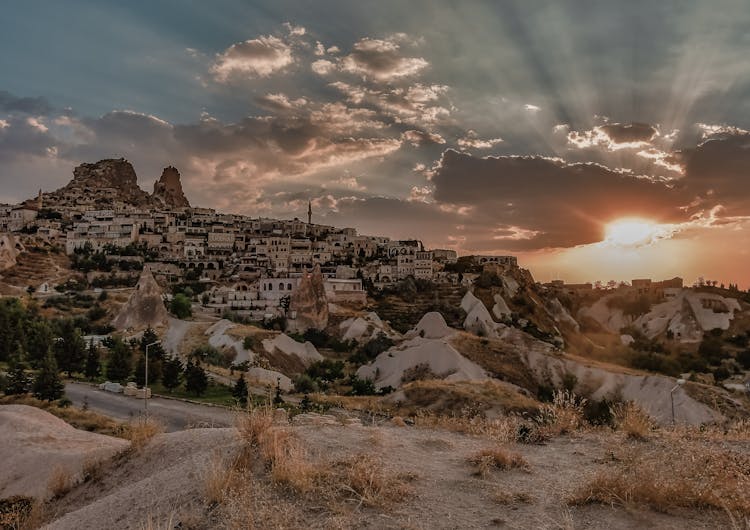 Panorama Of Cappadocia At Sunset