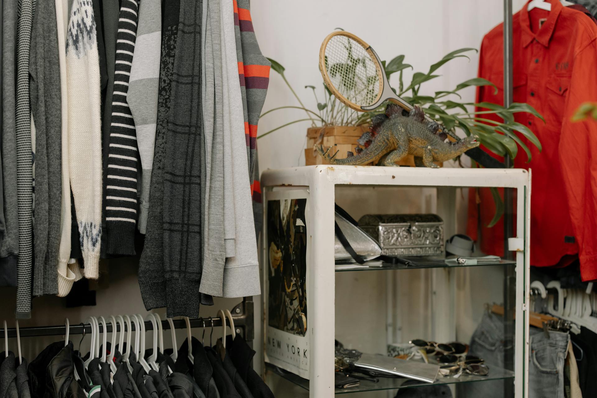 Assorted Clothing Hanging in the Clothing Racks