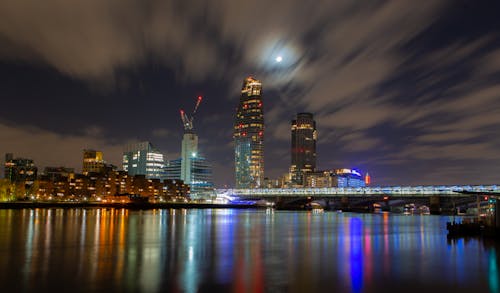 Free Illuminated City Buildings During Night Time Stock Photo
