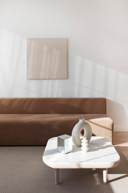 A Brown Sofa in the Living Room