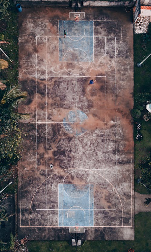 Free Aerial View of a Basketball Court Stock Photo