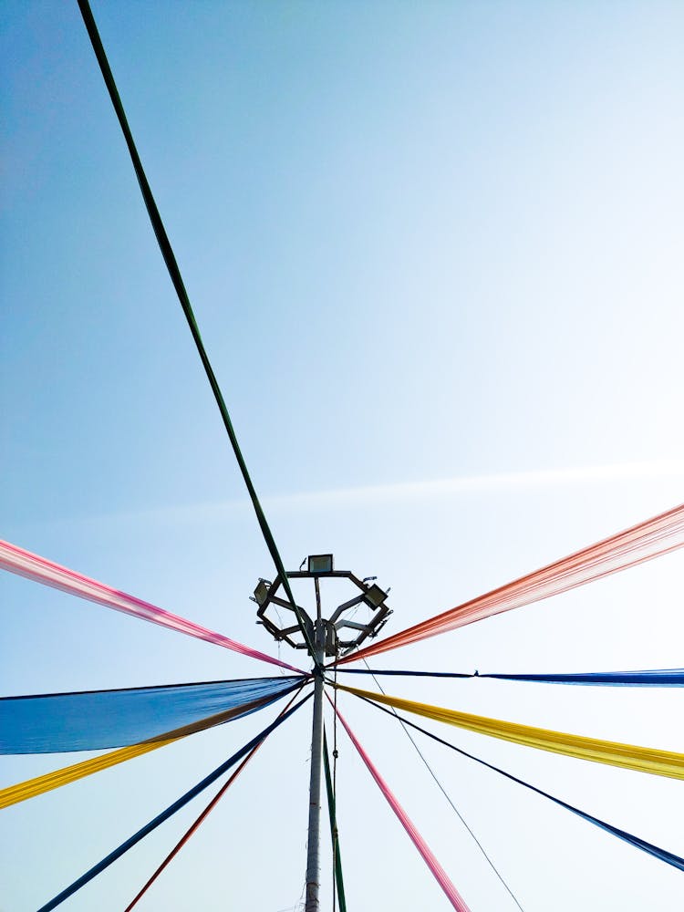 Traditional Maypole With Colorful Ribbons