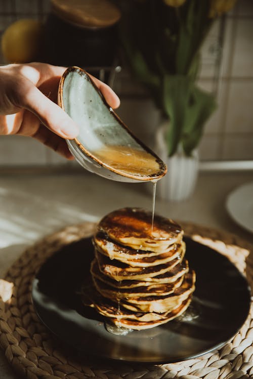 Free Pancakes with Syrup Stock Photo