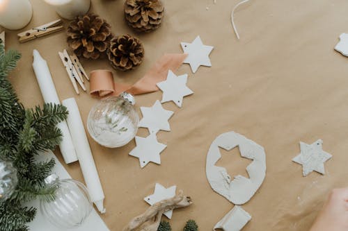 Handmade Christmas Stars on Table