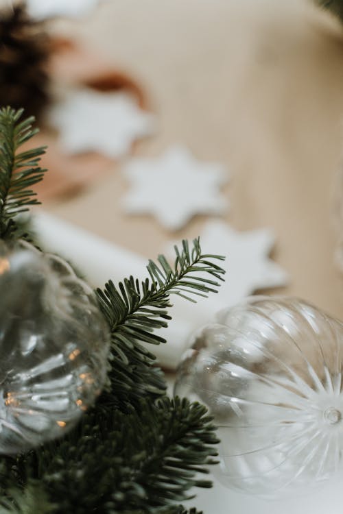 Foto profissional grátis de advento, árvore de Natal, bugigangas transparentes