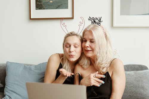 Mother And Daughter Having A Video Chat