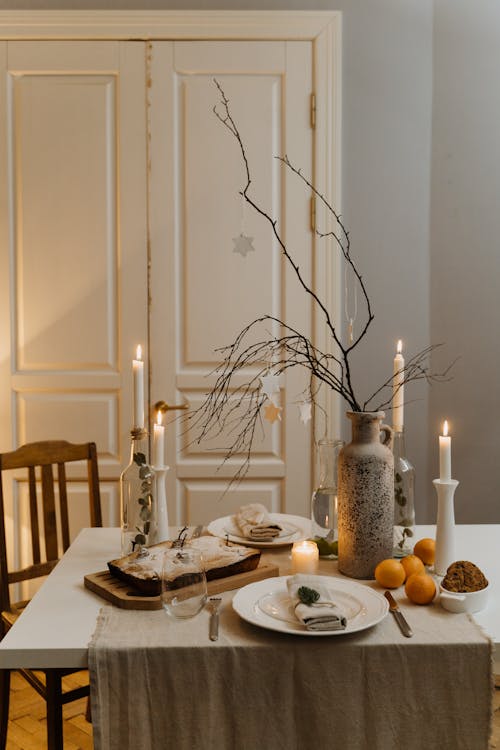 Table Setting on a White Table