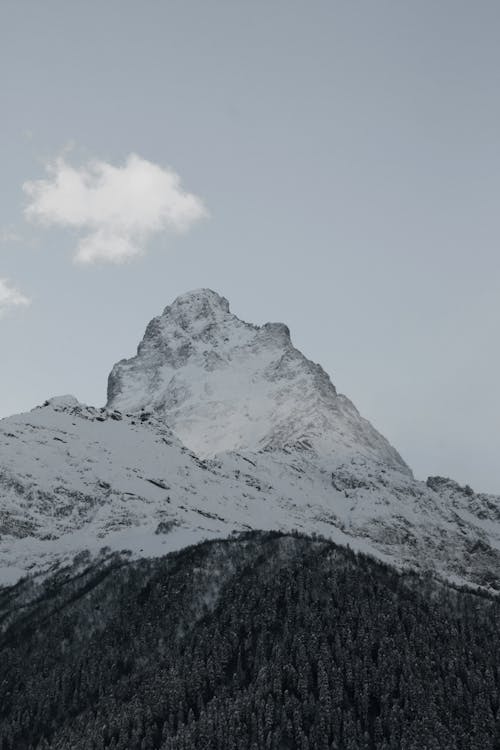 Snowy mountain ridge in highlands