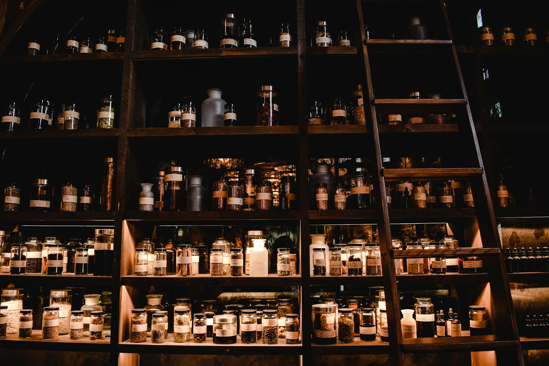 Pharmacy Shelves and Ladder