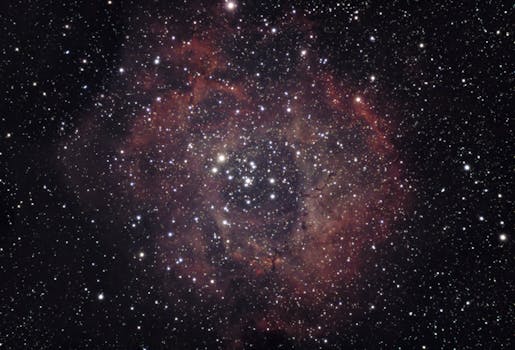 A vibrant image of the Rosette Nebula showcasing its intricate cosmic beauty.