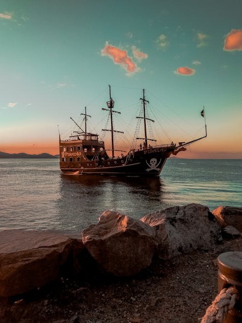 A Pirate Ship on the Sea