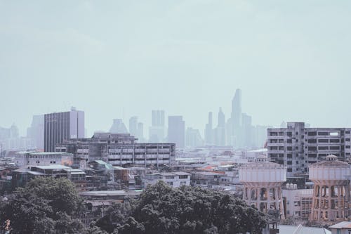 Fotos de stock gratuitas de ciudad, con niebla, edificios altos