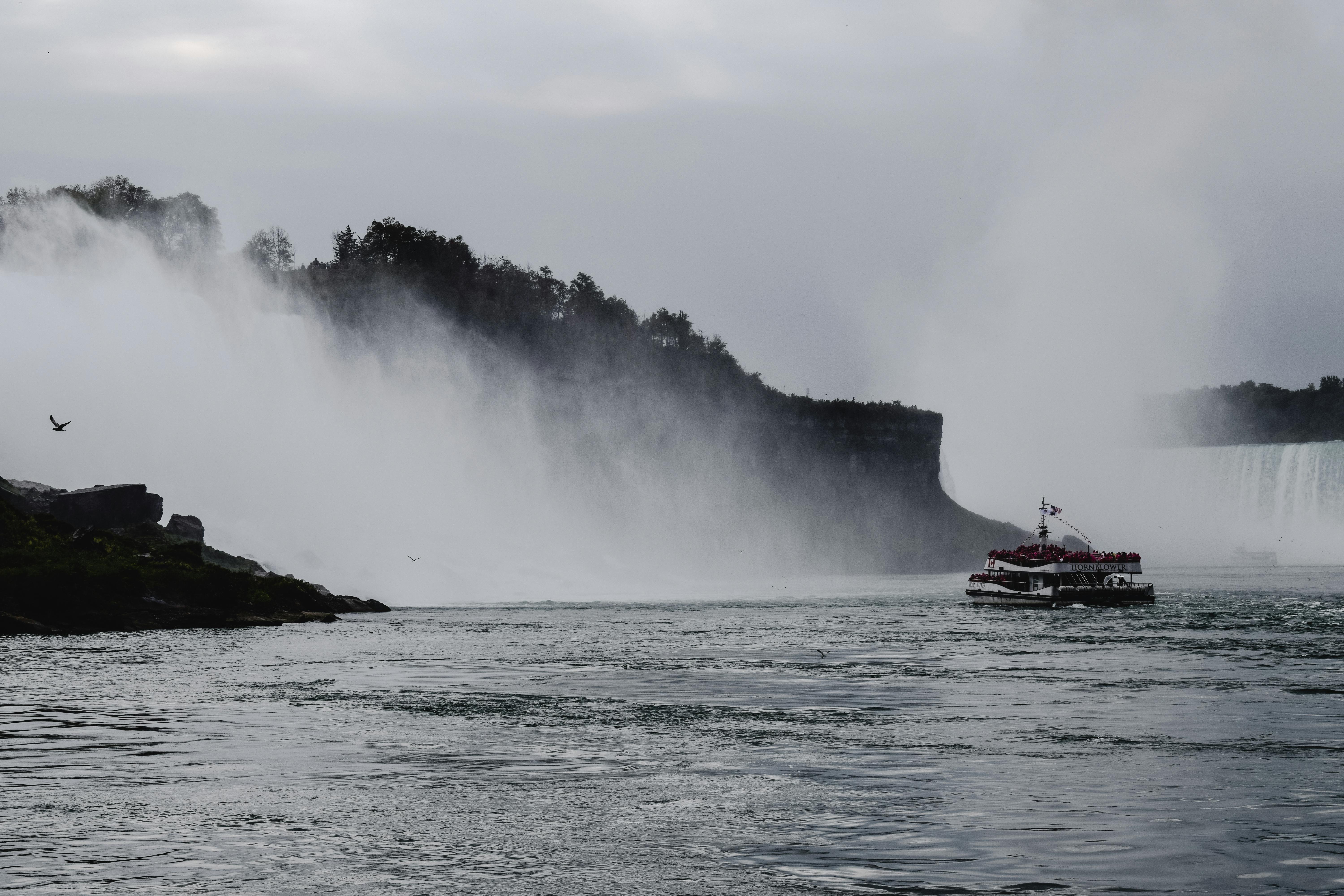 grayscale photo of niagara falls in ontario canada